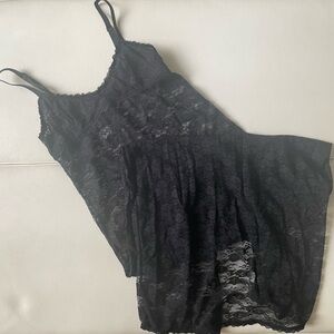 Forever 21 Long Black Sheer Sleepwear Tank Lace Dress Size S